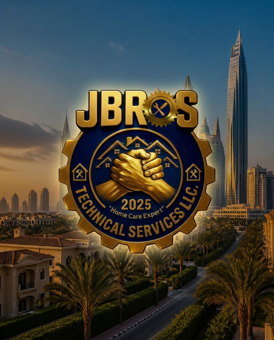Jbros technician servicing an AC unit in Dubai